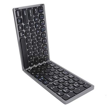 Imagem de Sanpyl Teclado Bluetooth, teclado ultra fino sem fio de tamanho completo, teclado portátil dobrável para tablet com teclado numérico para iOS, para Android/Windows (cinza)