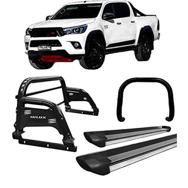 Imagem de Kit quebra mato+Estribo Pers +Santo Ant H3 Hilux 16/20 Preto