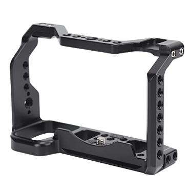 Imagem de Gaiola de câmera de liga de alumínio, 240 g, preta, 142 x 52 x 96 mm, gaiola de coelho firme e durável com suporte de sapata fria para disparo vertical horizontal para câmeras A7C