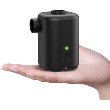 Imagem de Bomba de ar elétrica sem fio, minúscula bomba de ar portátil de enchimento rápido com 4 bocais para cama de ar inflável, piscina, brinquedo, jangada, natação, anel de acampamento ao ar livre, 3000 mAH recarregável por USB (preto)