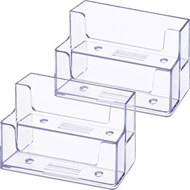 Imagem de Porta-cartão de visita transparente Onwon 2 níveis suporte de cartão de plástico organizador de exibição para home office, capacidade de 120 cartões, Clear Business Card Holder 2 Tiers Plastic Card Stand Organizer Card Holder Display for Home Office, 120 Cards Capacity, Business Card Holder 2 Tiers 