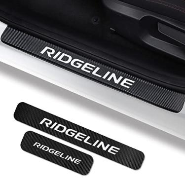 Imagem de 4 peças de protetor de peitoril de porta de carro para Ridgeline, adesivo de peitoril de porta de couro de fibra de carbono, protetor de entrada automotivo reflexivo, adesivo de placa de desgaste, acessórios adequados para Honda Ridgeline
