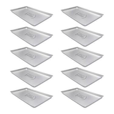 Imagem de Kit - 10 Formas Assadeiras Lisa Estampada 0,6mm Pão Doce Alumínio 58 x 70 x 3,5 Padaria Confeitaria