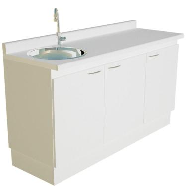 Imagem de Bancada De Trabalho Podologia Estética Com Pia - 3 Módulos