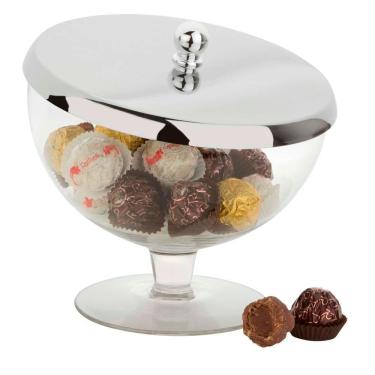 Imagem de Bomboniere Andrea baleiro chocolate Vidro E Aço Inox