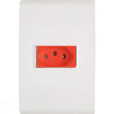 Imagem de Conjunto 4x2 com 1 Tomada 2P+T Tramontina Liz 20 A 250 V Branco e Vermelho Tramontina