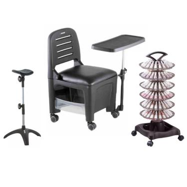 Imagem de Kit Manicure Cirandinha Carrinho Tripé Profissional Dompel