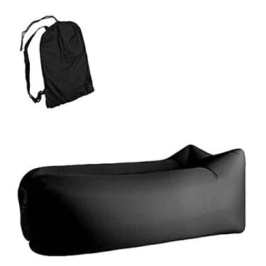 Imagem de MAOGEAR Espreguiçadeira portátil inflável, impermeável, cama preguiçosa, cama de ar para acampamento, praia, quintal, piscina, praia, viagens e piqueniques de acampamento (preto)