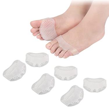 Imagem de MICPANG Absorventes para metatarso para pés femininos e masculinos Almofadas para antepé Bolas de almofadas para os pés Almofadas de gel macio para alívio da dor - Branco, 3 pares