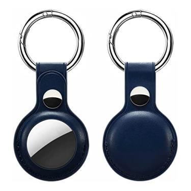 Imagem de Chaveiro Case Couro Proteção Capa Compatível com AirTags (Azul)