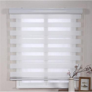 Imagem de Persiana Rolo Duplo Zebra Com Bandô Branca 120 cm (Largura) x 160 cm (Altura) Cortina Double Vision