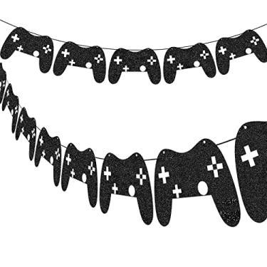 Imagem de Decorações de aniversário de jogadores, decorações de festa, jogos, faixa de aniversário, banner de feliz aniversário, gamer, videogame, faixa de aniversário, controle de videogame, banner de controle de videogame, guirlanda para menino