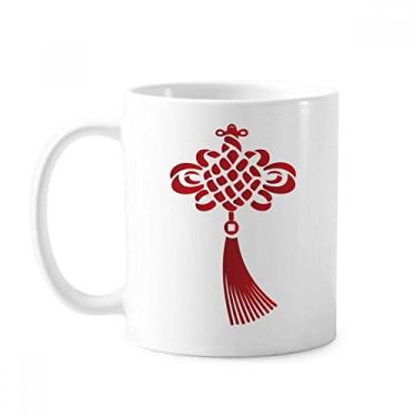 Imagem de China Knot Red Safety Pattern Caneca Cerâmica Café Porcelana Copos de Mesa