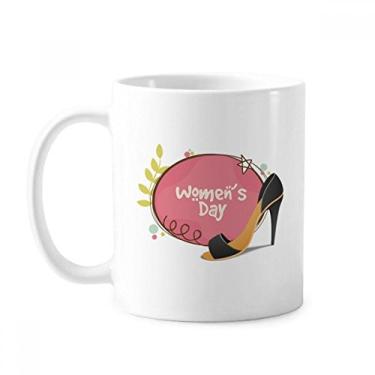 Imagem de Caneca feminina de salto alto com padrão de cerâmica para café xícara de porcelana