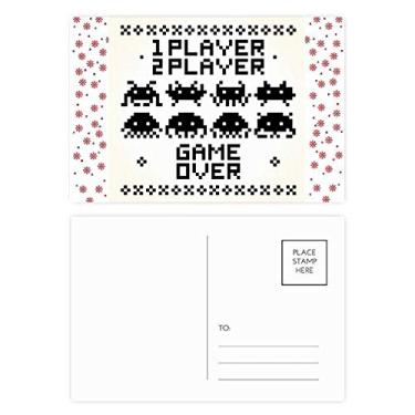 Imagem de Cartão-postal de aniversário Game Over Little Monster Pixel Natal Flor Celebração