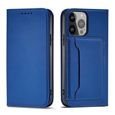 Imagem de Capa de celular para iphone 11 xr xscase para iphone 12 pro max capa protetora de couro para iphone 6 plus 7 8 atração magnética, azul, para iphone 14 pro