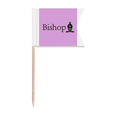 Imagem de Bishop Black Word Jogo de xadrez Bandeiras de palito de dente Marcação de rotulagem para bolo de festa comida prato de queijo