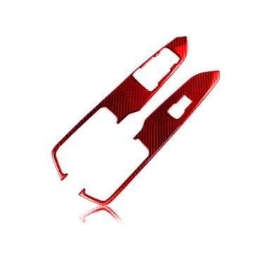 Imagem de Acabamento da capa do decalque do adesivo de fibra de carbono compatível com Ford Mustang S550 2015-2023 (vermelho, maçaneta de porta apoio de braço elevação da janela 03)