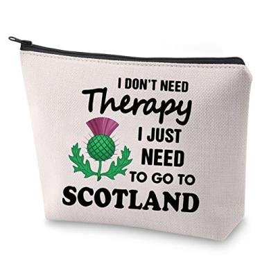 Imagem de BLUPARK Scottish Gifts Bolsas de maquiagem de flores de cardo escocês I Don't Need Therapy Presentes para amantes escoceses, I Don't Need Therapy, I Don't Need Therapy