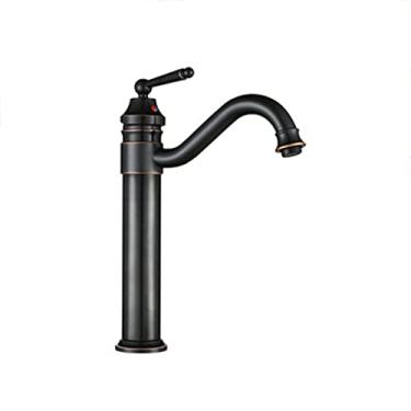 Imagem de LIDON Torneira para pia de banheiro torneira antiga de 360° para pia de banheiro girar torneira de banheiro preta torneira de bacia única para jardins, B antigo (cor: preto)