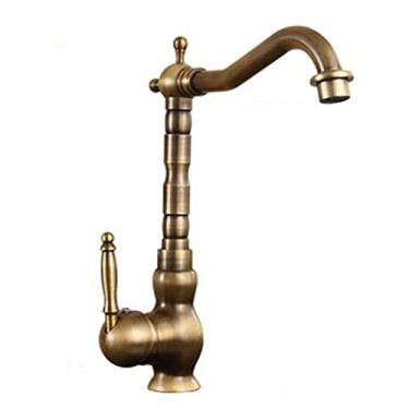 Imagem de Torneira de pia de cozinha retrô, torneira de pia banheiro vintage, torneira de cozinha latão antigo, torneiras de cozinha preta, torneira de pia de cozinha alta, torneira de cozinha de furo único latão antigo, antigo C (cor: antigo