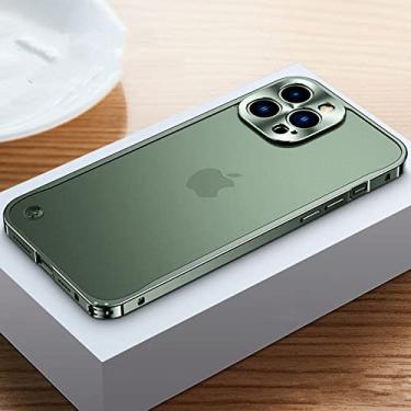 Imagem de Caso de armação de metal galvanizado de luxo para iphone 11 12 13 14 pro max 12 13 mini 14 plus capas de telefone de placa traseira de acrílico fosco, verde escuro 1, para iphone 14
