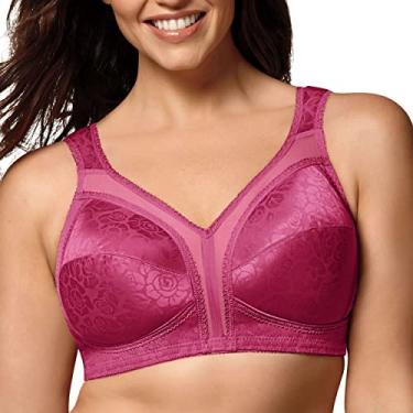 Imagem de Playtex Sutiã feminino sem fio 18 horas, sutiã sem fio com alça confortável, sutiã de cobertura total, pacote com 2, Básico Signature Berry, 46DD