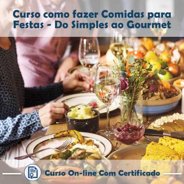Imagem de Curso online em videoaula de Comidas para Festas, do Simples ao Gourmet com Certificado + 2 brindes