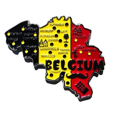 Imagem de Imã Bélgica – Imã Mapa Bélgica Bandeira Cidades Símbolos - Mapa Mundi Magnético - Imã Geladeira Bélgica