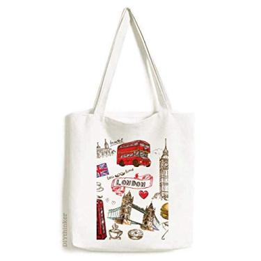 Imagem de Heart Tower Bus Car UK Hambúrguer, sacola de lona, bolsa de compras, bolsa casual