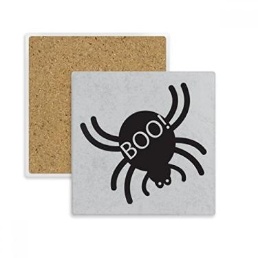 Imagem de Porta-copos quadrado de aranha negra Halloween tapete para caneca subplaca suporte isolante pedra