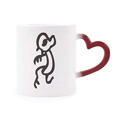 Imagem de Bones Inscriptions Caneca sensível ao calor macaco do zodíaco chinês Caneca vermelha que muda de cor