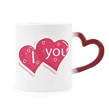 Imagem de Caneca sensível ao calor com coração duplo Dia dos Namorados