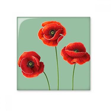 Imagem de Arte pintura de milho flores vermelhas azulejo de cerâmica brilhante decalque de tijolo vitrificado pedra adornada