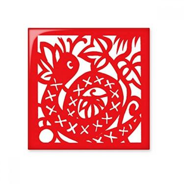 Imagem de Azulejo de cerâmica brilhante do zodíaco chinês cortado em papel cobra pedra adornada tijolo vitrificado