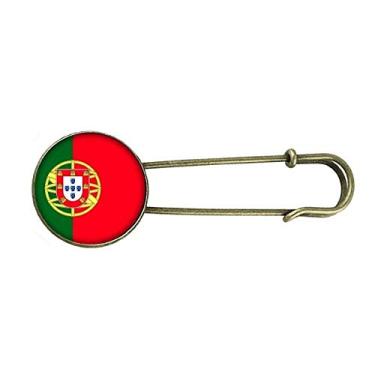 Imagem de Broche de metal retrô com bandeira nacional de Portugal da Europa