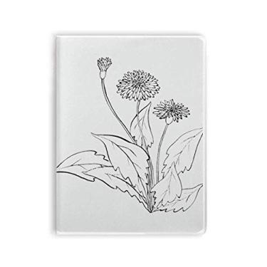 Imagem de Caderno de flores de dente-de-leão branco preto capa de goma Diário capa macia
