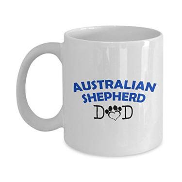 Imagem de Caneca divertida de casal de pastor australiano - Pai pastor australiano - Mãe pastor australiano - Presentes apaixonados por pastor australiano - Ideia exclusiva de presentes de cerâmica (papai)