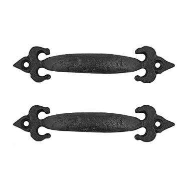 Imagem de Puxadores de gaveta preta Renovators Supply Manufacturing com alças de ferro forjadas à mão, 35698, Preto, Pack of 2