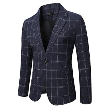 Imagem de Jaqueta Blazer Masculina, Blazer de Casamento Vestido de Um Botão Terno Jaqueta Slim Fit Lapela Counter Coat, C, GG (Busto: 115CM)