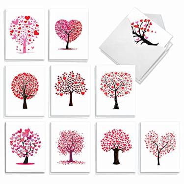 Imagem de The Best Card Company - 20 cartões sortidos de dia dos namorados a granel (10 x 13 cm) - saudações em caixa (10 desenhos, 2 cada) - Love Trees AM3185VDG-B2x10