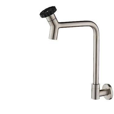 Imagem de Torneiras de máquina de lavar de montagem em parede de aço inoxidável preto para banheiro Esfregão de canto para piscina Torneira pequena para jardim ao ar livre Torneira de água fria, 28006