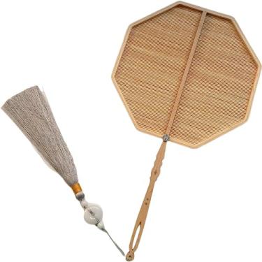 Imagem de SALFEE Fãs de decoração de tecido feito à mão retrô com alça longa ventilador redondo ventilador manual de palácio