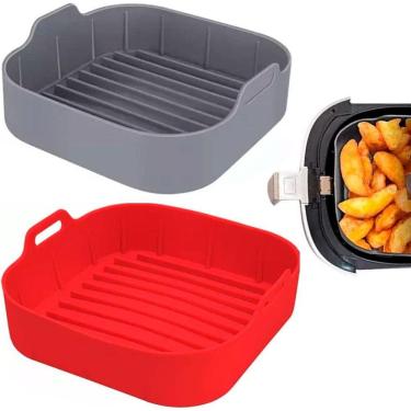 Imagem de Forma de Silicone Air Fryer Cesta Fritadeira Quadrada 16CM
