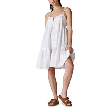 Imagem de Lucky Brand Minivestido feminino bordado com cintura caída, Branco, M