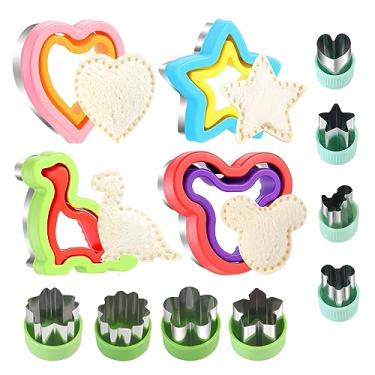 Imagem de Elfkitwang Conjunto de cortador e selador de sanduíche, cortadores de biscoito de pão sanduíche de dinossauro, coração e estrela - Molde de biscoito vegetal de grau alimentício para crianças. (12
