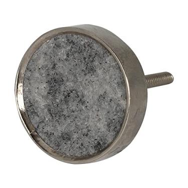 Imagem de Puxador Redondo em Mármore com Base Metálica para Gavetas, Armários, Portas, Cômodas, Criados e Móveis Planejados (Granito c/Base Cromada)