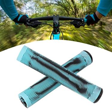 Imagem de Pegas de alça de bicicleta, 1 par de punhos de guidão de bicicleta de 16 cm de borracha TPE macia antiderrapante para bicicleta de engrenagem fixa (azul preto)