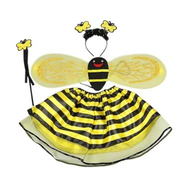 Imagem de Generic Conjunto de fantasia de abelha infantil, kit de roupas cosplay de abelha para halloween de 3 a 10 anos, meninos e meninas, acessórios de fantasia de, asa amarela