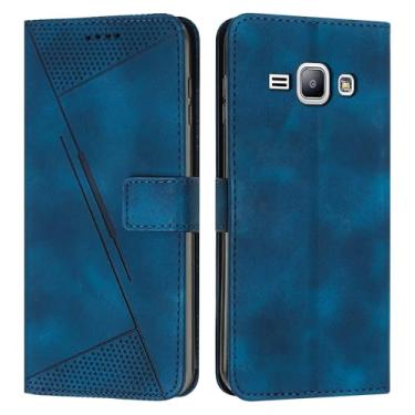 Imagem de Capa para celular, compatível com Samsung Galaxy J1 carteira flip capa de telefone porta-cartão capa flip capa de telefone alça de pulso capa de telefone compatível com Samsung Galaxy J1 (cor: azul)